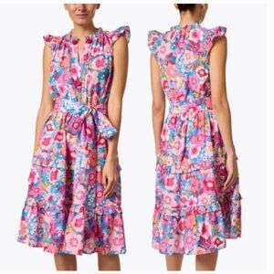 Figue Pippa floral dress Pink Multi Tiered Silk Blend S